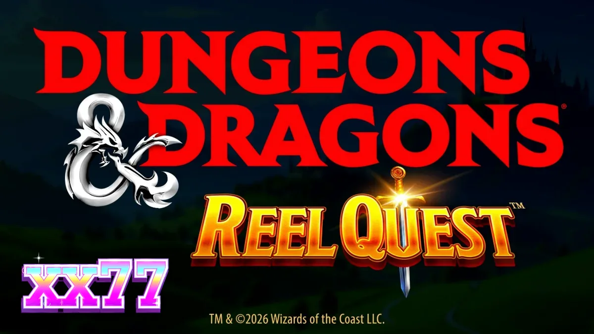 Cenário de fantasia medieval do slot Dungeons & Dragons Reel Quest com elementos de RPG