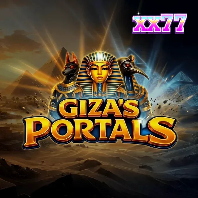Interface do jogo de caça-níqueis Giza’s Portals com temática egípcia